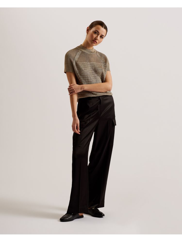Ted Baker Abaly - Metallic Knitted Short Sleeve Top Ženske Majice Bež | 236089-VEA