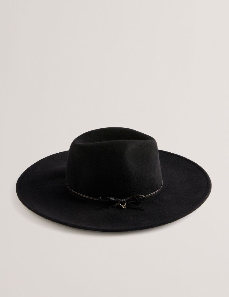 Ted Baker Abbiiio - Bow Detail Pure Wool Fedora Hat Ženske Hats, Gloves & Scarves Crne | 830245-BGI