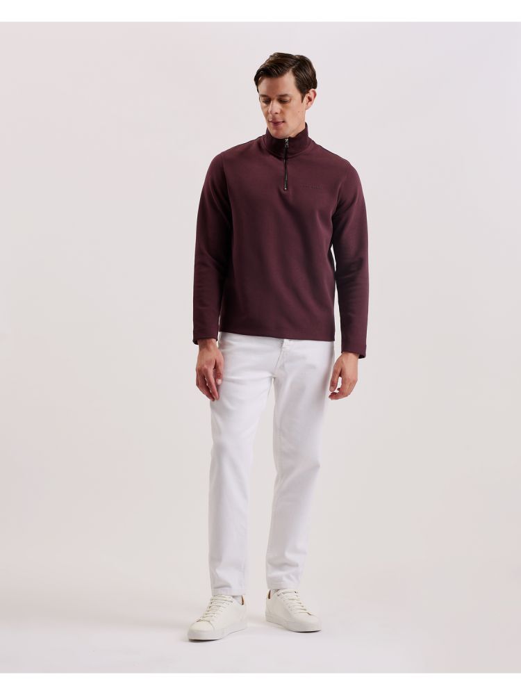 Ted Baker Actos - Branded Half Zip Cotton Blend Sweatshirt Muške Džemperi Bordo | 273490-SJO