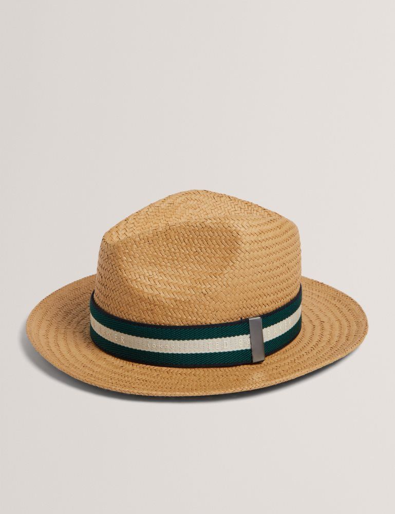 Ted Baker Adriens - Straw Panama Webbing Detail Hat Muške Hats, Gloves & Scarves Bež | 489253-UDE