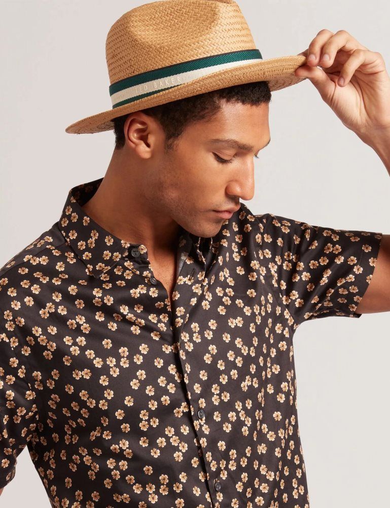 Ted Baker Adriens - Straw Panama Webbing Detail Hat Muške Hats, Gloves & Scarves Bež | 489253-UDE