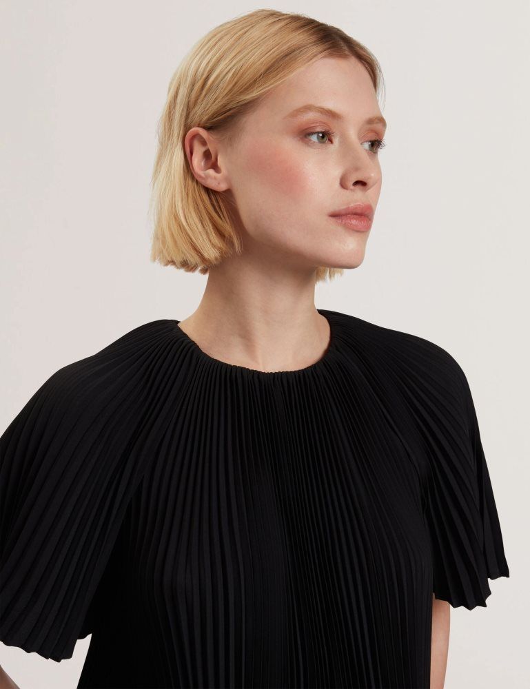 Ted Baker Agara - Pleated Short Sleeve Woven Blouse Ženske Majice Crne | 594621-IHP