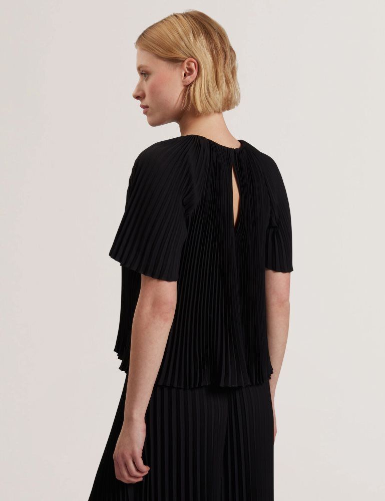 Ted Baker Agara - Pleated Short Sleeve Woven Blouse Ženske Majice Crne | 594621-IHP