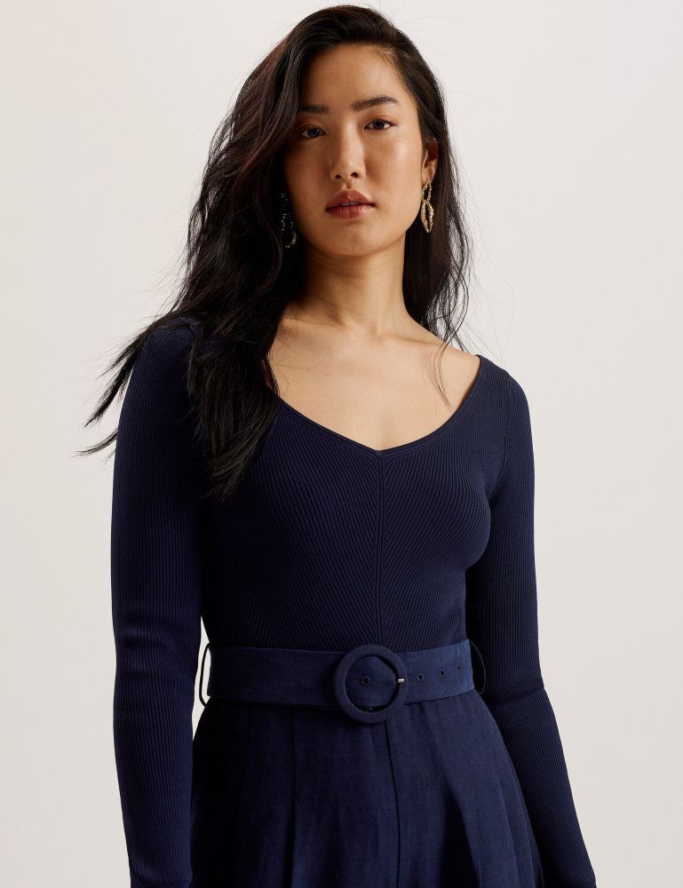 Ted Baker Agatea - Off Shoulder Belted Wide Leg Jumpsuit Ženske Kombinezon Tamnoplave | 602381-OUT