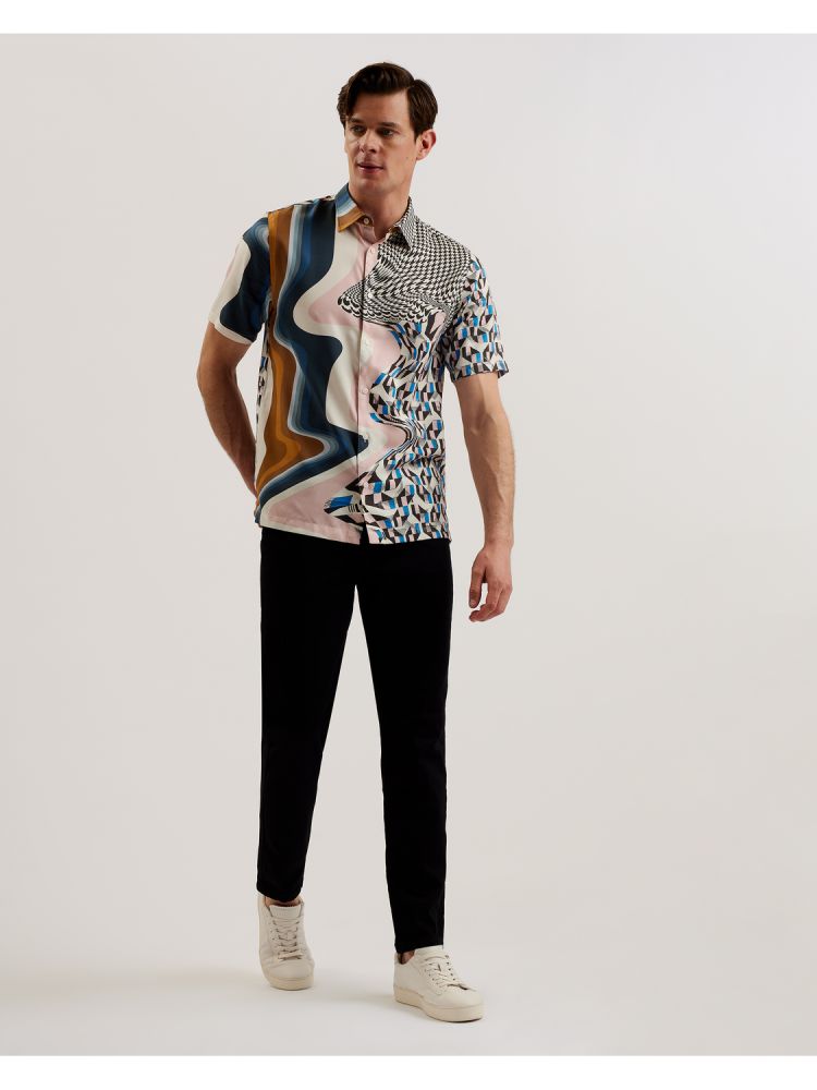 Ted Baker Agathes - Short Sleeve Abstract Print Shirt Muške Košulje Visebojne | 782096-SWV
