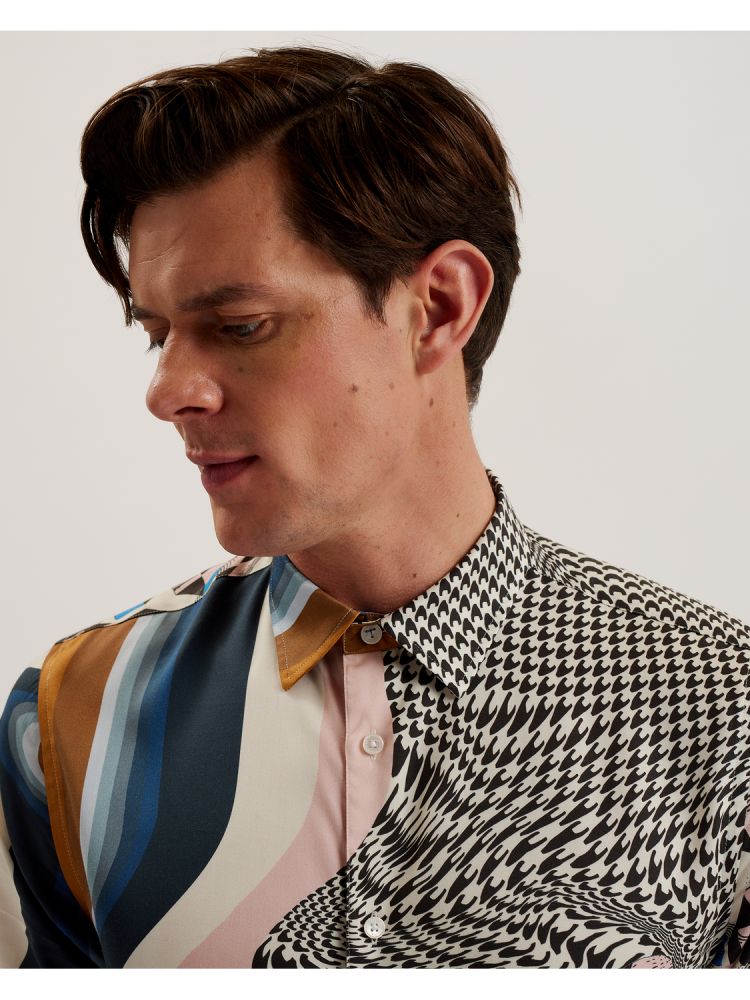 Ted Baker Agathes - Short Sleeve Abstract Print Shirt Muške Košulje Visebojne | 782096-SWV