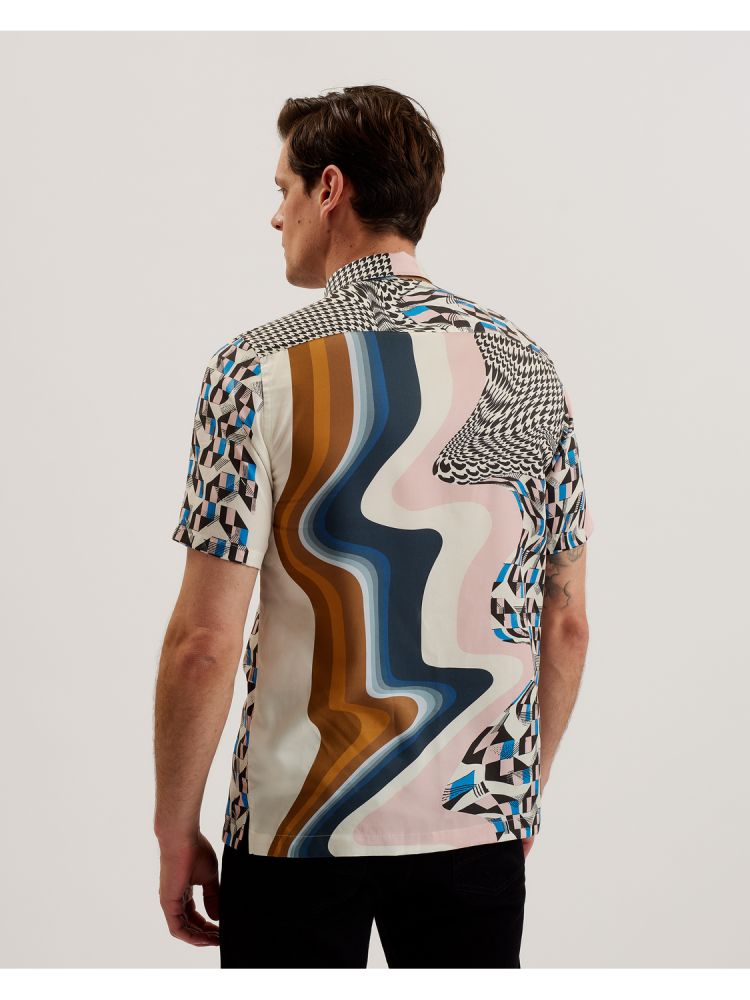Ted Baker Agathes - Short Sleeve Abstract Print Shirt Muške Košulje Visebojne | 782096-SWV