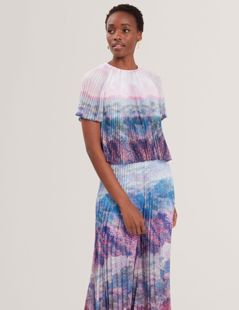 Ted Baker Aharra - Pleated Short Sleeve Blouse Ženske Majice Roze | 471239-YGR