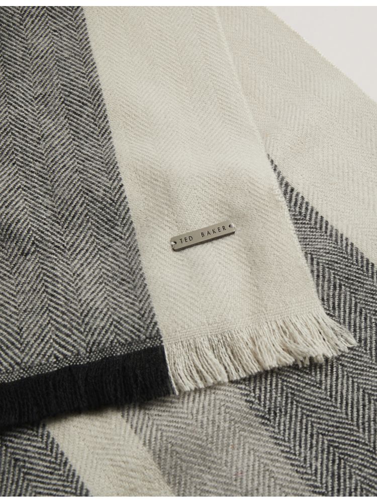 Ted Baker Alfredi - Herringbone Texture Striped Woven Scarf Muške Hats, Gloves & Scarves Crne | 753014-DTE
