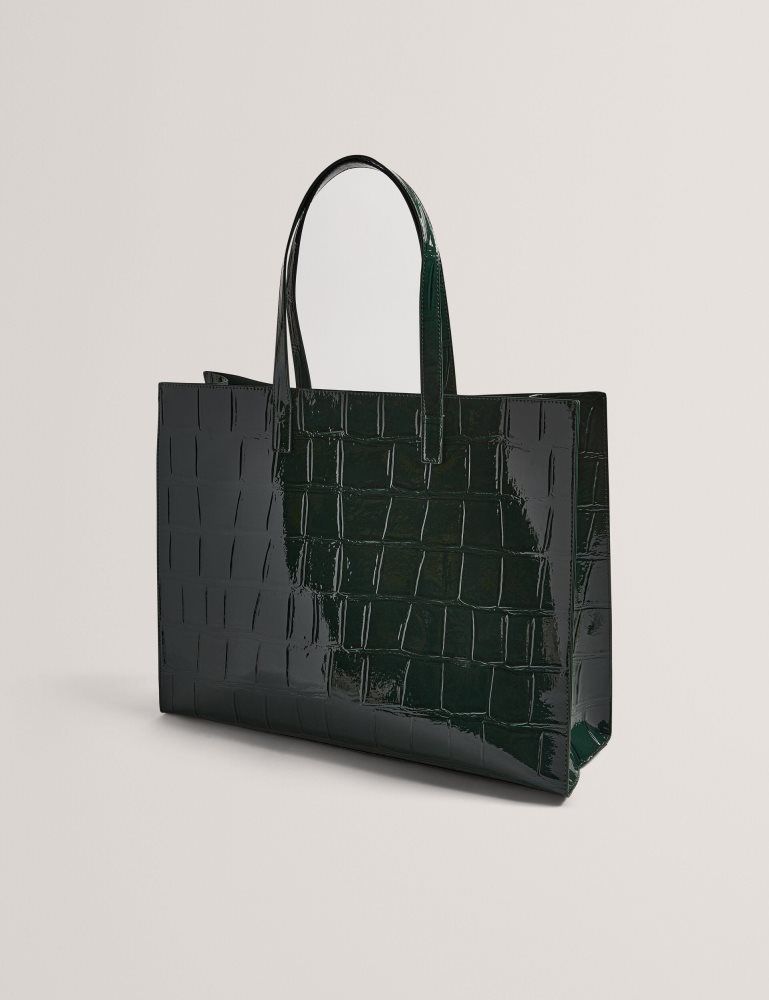 Ted Baker Allicon - Patent Croc Effect Wide Icon Tote Bag Ženske Torba Tote Zelene | 349160-NWT
