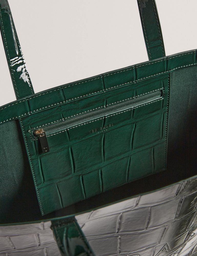 Ted Baker Allicon - Patent Croc Effect Wide Icon Tote Bag Ženske Torba Tote Zelene | 349160-NWT