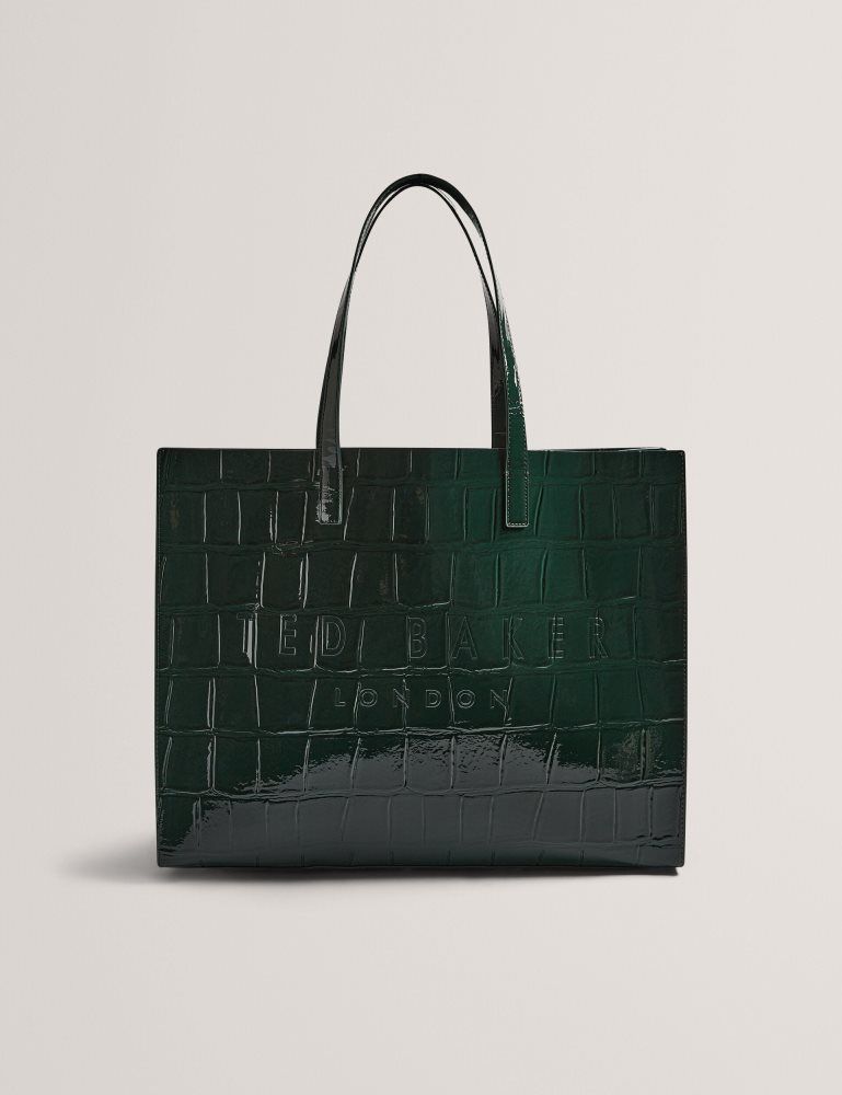 Ted Baker Allicon - Patent Croc Effect Wide Icon Tote Bag Ženske Torba Tote Zelene | 349160-NWT