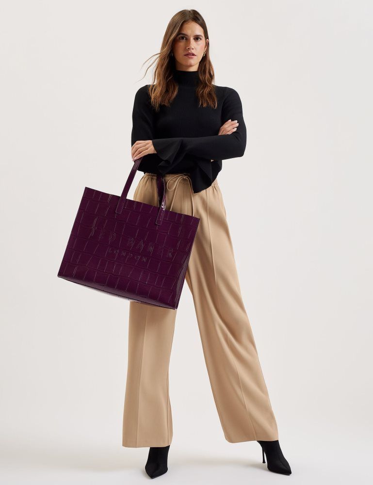 Ted Baker Allicon - Wide Croc Effect Icon Tote Bag Ženske Torbe Ikone Bordo | 823916-MBO