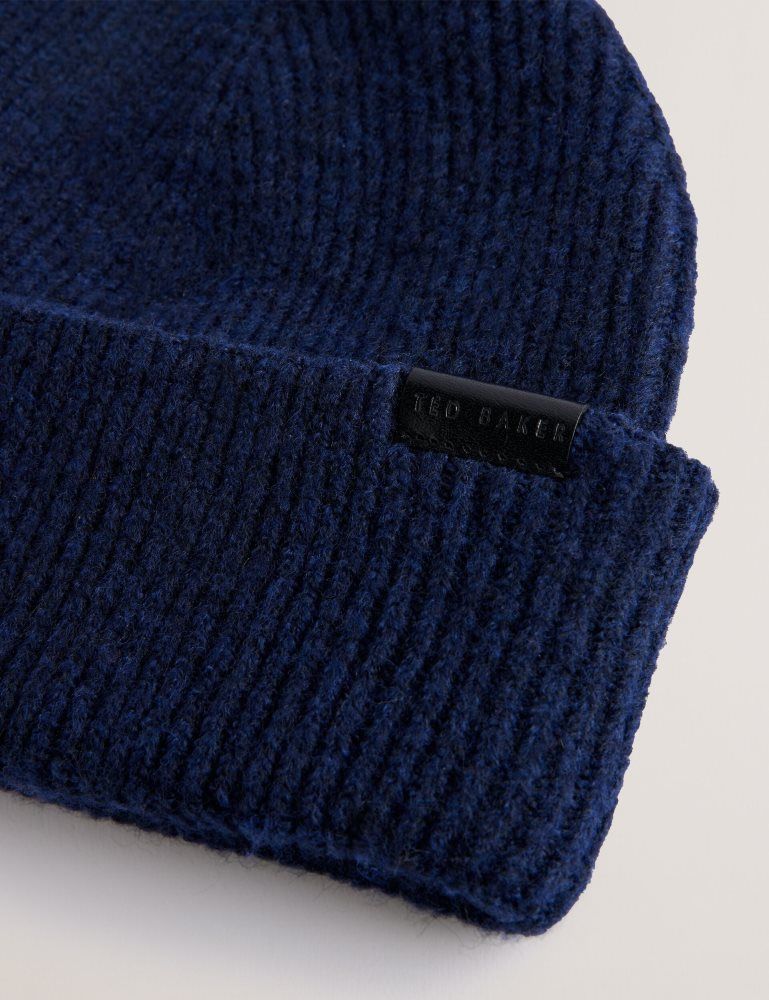 Ted Baker Alliiie - Ribbed Knit Turn-up Beanie Hat Muške Hats, Gloves & Scarves Tamnoplave | 268940-IDC