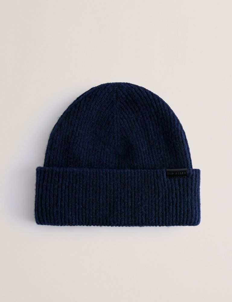 Ted Baker Alliiie - Ribbed Knit Turn-up Beanie Hat Muške Hats, Gloves & Scarves Tamnoplave | 268940-IDC