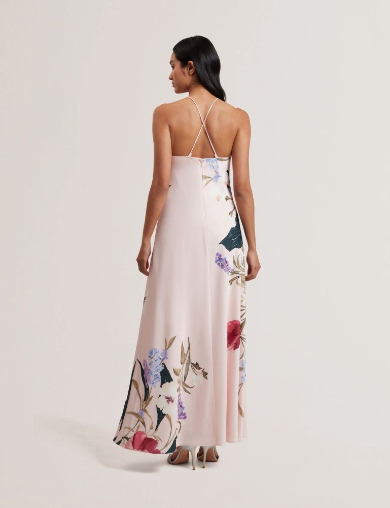 Ted Baker Almaria - Floral Halter Neck Woven Maxi Dress Ženske Haljina Roze | 395420-BTG