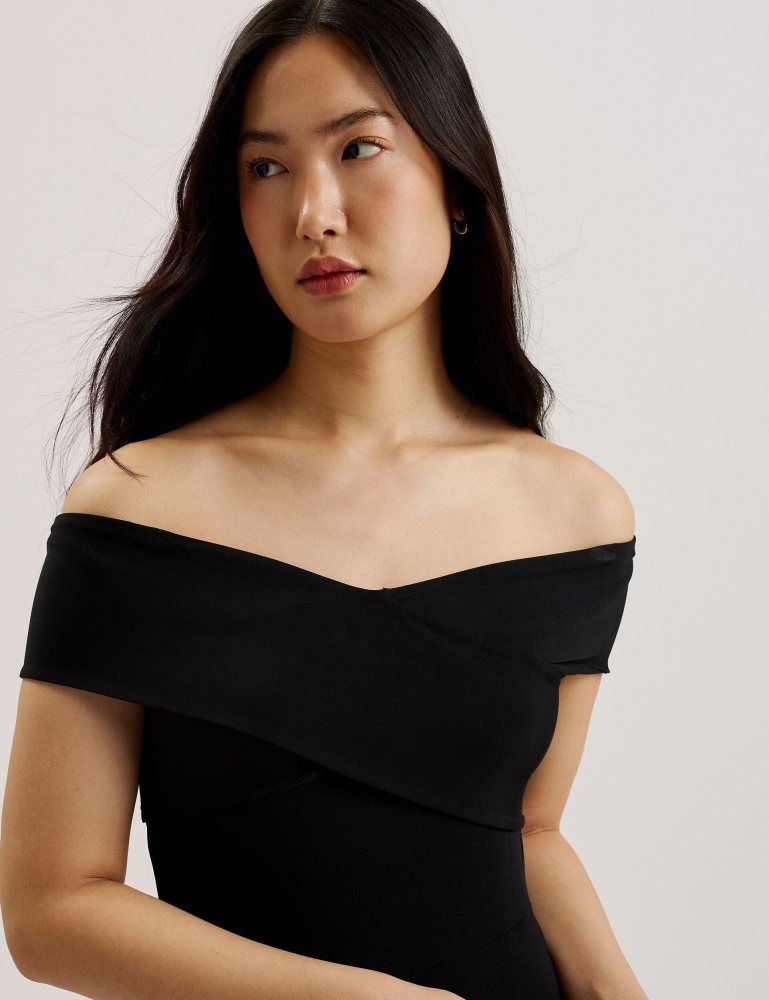 Ted Baker Almhaa - Off Shoulder Wide Leg Jersey Jumpsuit Ženske Kombinezon Crne | 179568-YUS