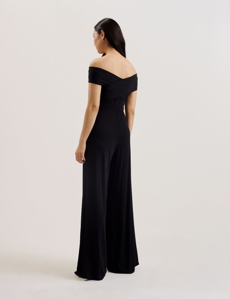 Ted Baker Almhaa - Off Shoulder Wide Leg Jersey Jumpsuit Ženske Kombinezon Crne | 179568-YUS