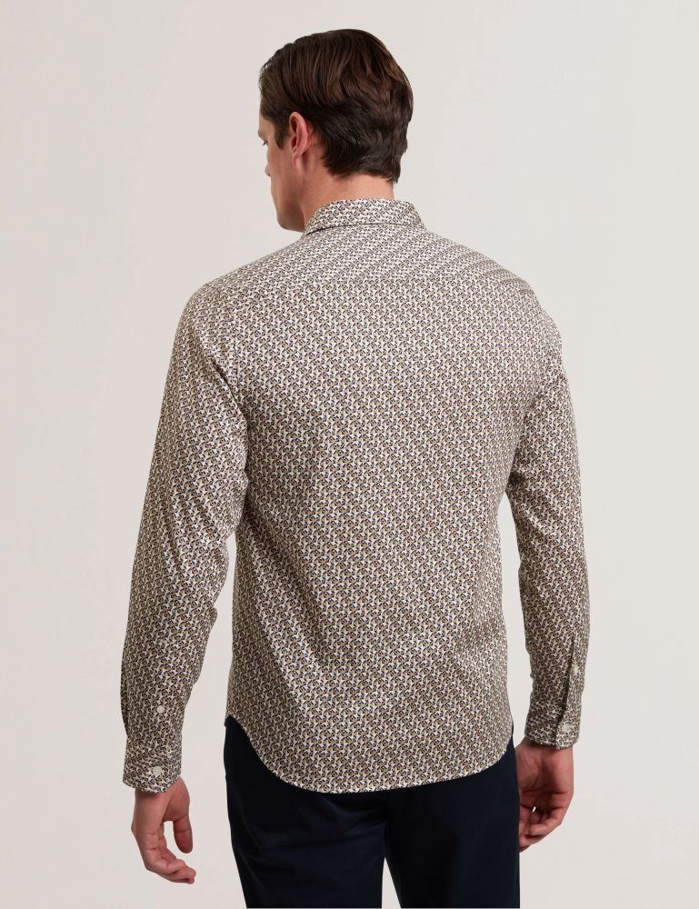 Ted Baker Alphais - Regular Fit Geometric Pure Cotton Shirt Muške Košulje Bež | 516704-UHE