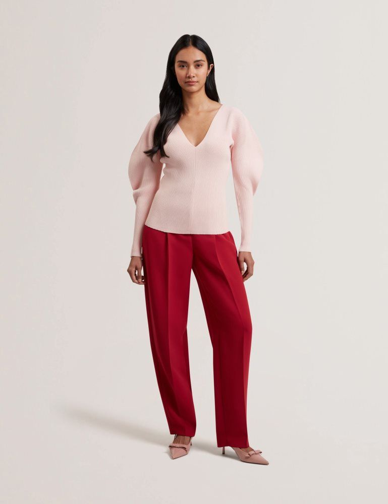 Ted Baker Amelyaa - Rib Sculpt Sleeve Sweater Ženske Majice Roze | 659041-WVQ