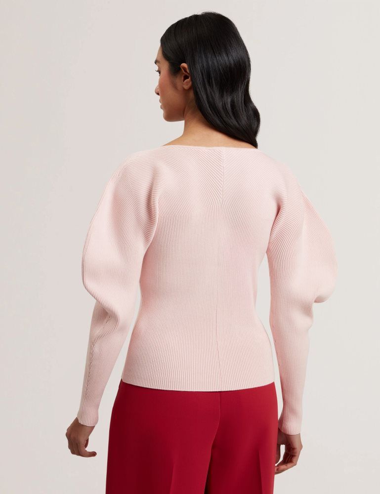 Ted Baker Amelyaa - Rib Sculpt Sleeve Sweater Ženske Majice Roze | 659041-WVQ
