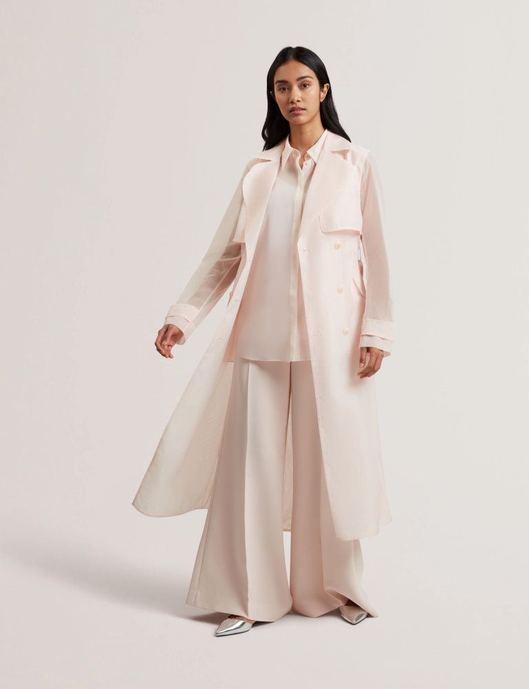 Ted Baker Aplysia - Organza Trench Coat With Storm Flaps Ženske Jakne Roze | 781652-CUH