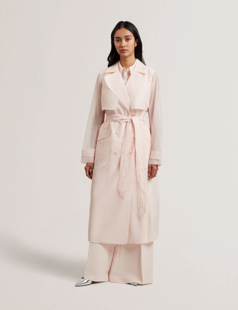 Ted Baker Aplysia - Organza Trench Coat With Storm Flaps Ženske Jakne Roze | 781652-CUH
