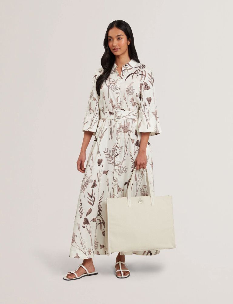 Ted Baker Audos - Rose Detail Wide Canvas Tote Bag Ženske Torba Tote Ecru | 830149-LHW