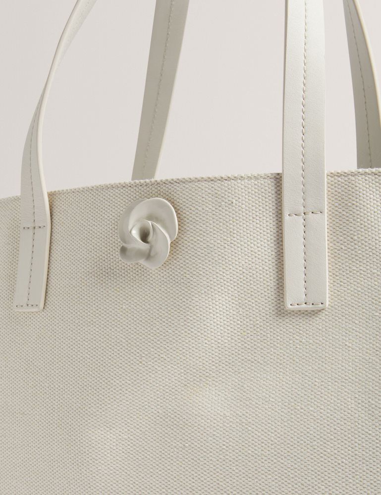 Ted Baker Audos - Rose Detail Wide Canvas Tote Bag Ženske Torba Tote Ecru | 830149-LHW