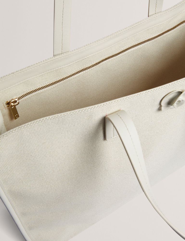 Ted Baker Audos - Rose Detail Wide Canvas Tote Bag Ženske Torba Tote Ecru | 830149-LHW