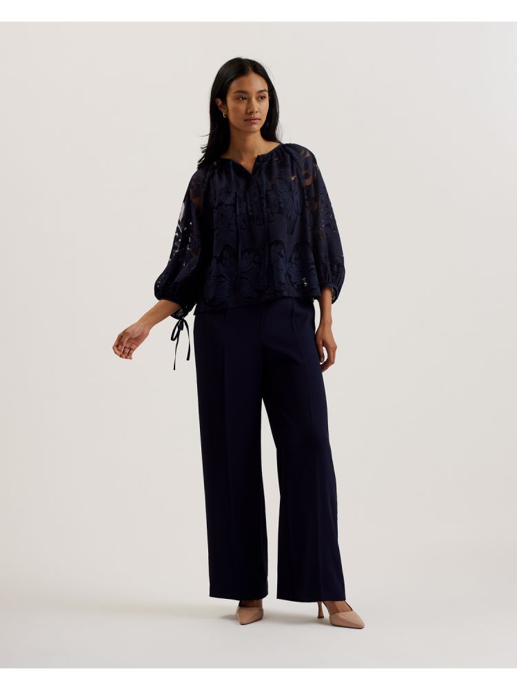 Ted Baker Bacina - Lace 3/4 Balloon Sleeve Blouse Ženske Majice Plave | 098765-JQA