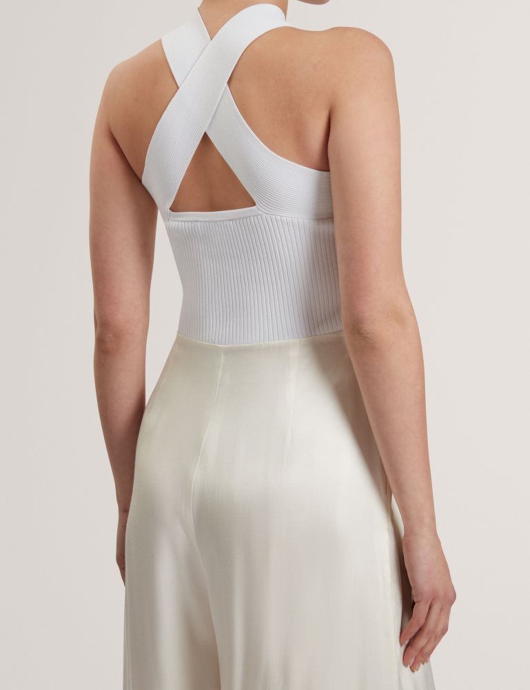 Ted Baker Baiblu - Halter Neck Knit Bodice Jumpsuit Ženske Kombinezon Bijele | 217534-PXU