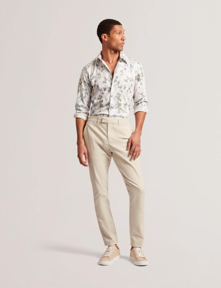 Ted Baker Batford - Slim Fit Cotton Blend Chinos Muške Hlače Smeđe | 891543-ZOR