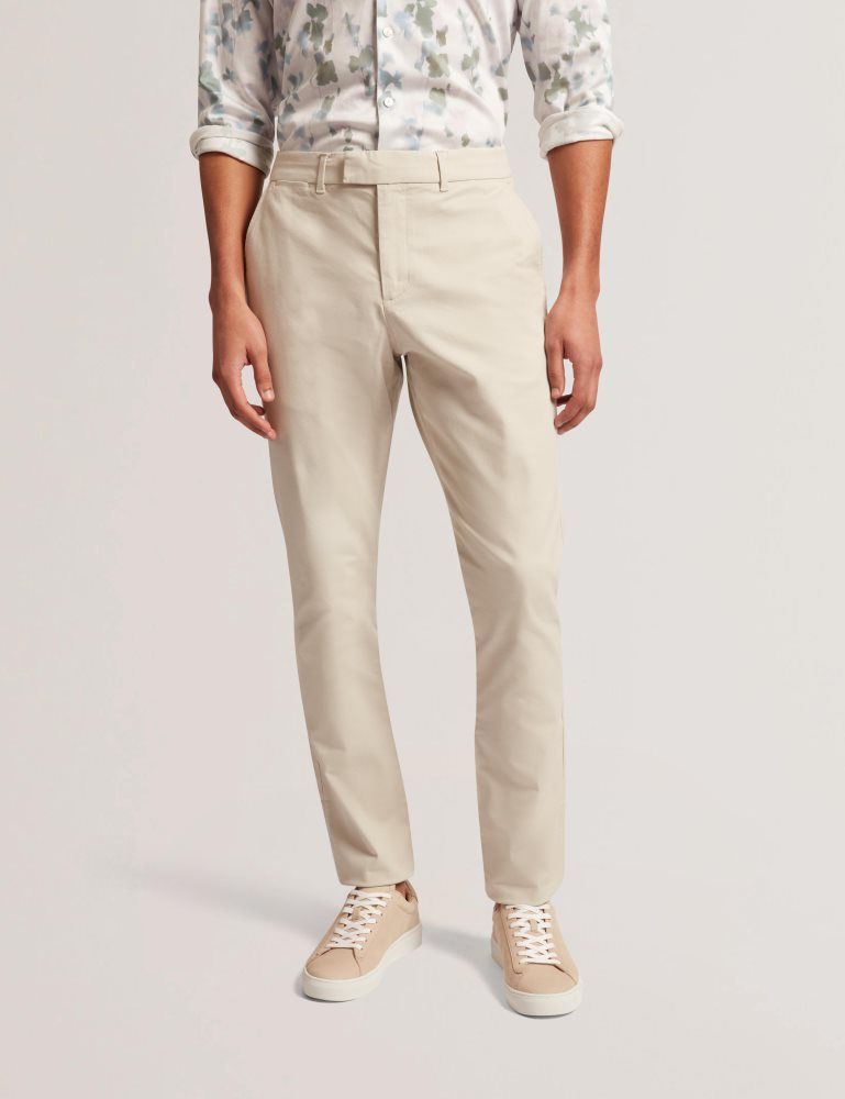Ted Baker Batford - Slim Fit Cotton Blend Chinos Muške Hlače Smeđe | 891543-ZOR