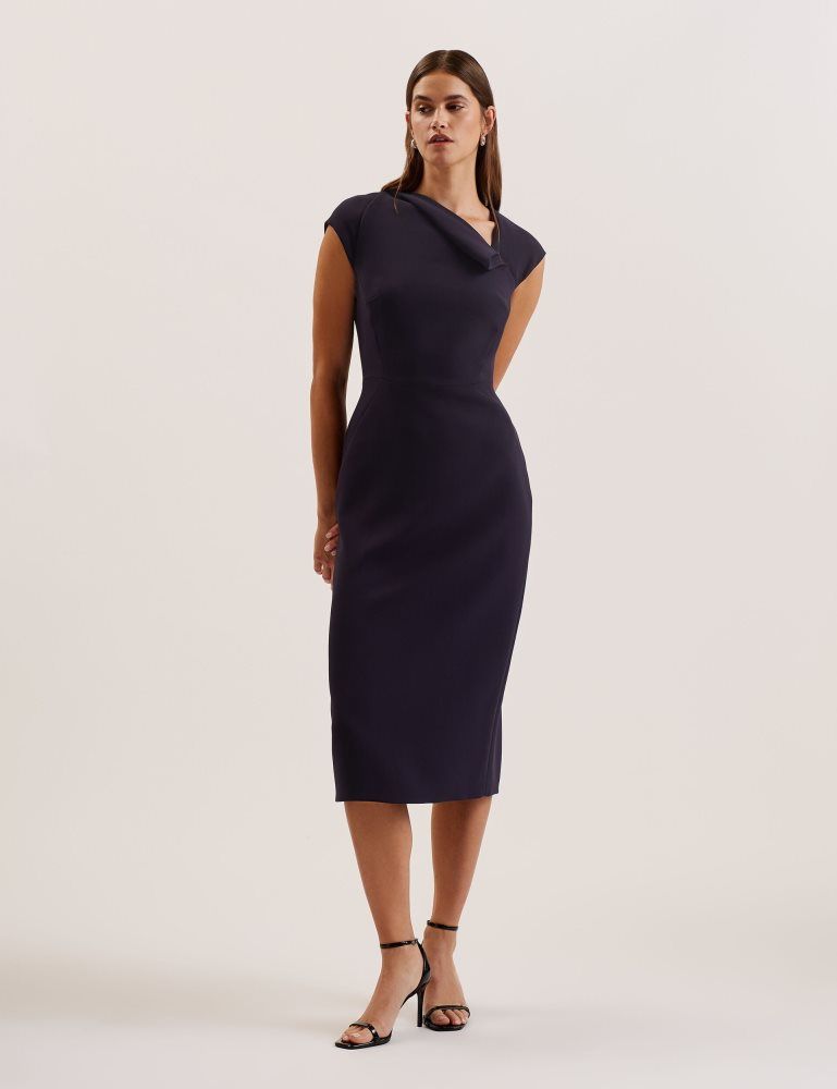 Ted Baker Bayree - Folded Neckline Pencil Midi Dress Ženske Haljina Tamnoplave | 940587-LBX