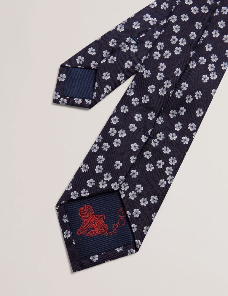 Ted Baker Bentlyy - Ditsy Floral Print Silk Tie Muške Kravate Tamnoplave | 604518-WOH