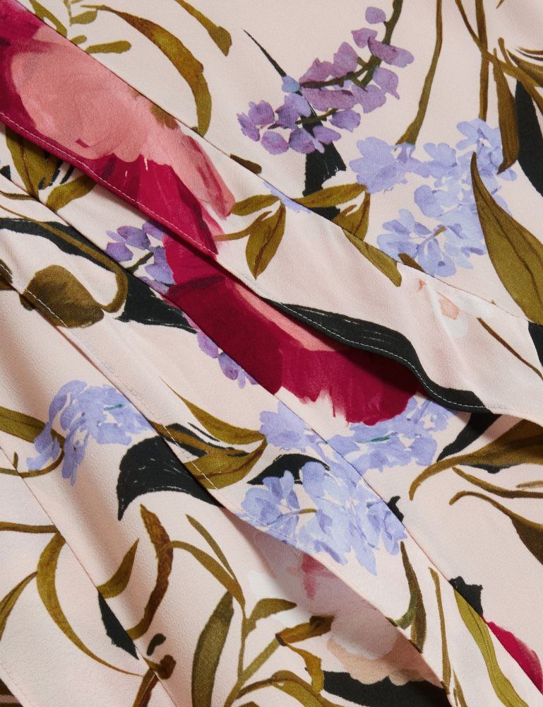 Ted Baker Candici - Floral Print Frill Trim Midi Skirt With Split Ženske Suknje Roze | 354078-LBE