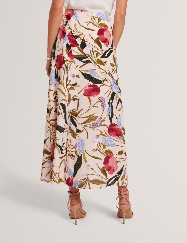 Ted Baker Candici - Floral Print Frill Trim Midi Skirt With Split Ženske Suknje Roze | 354078-LBE