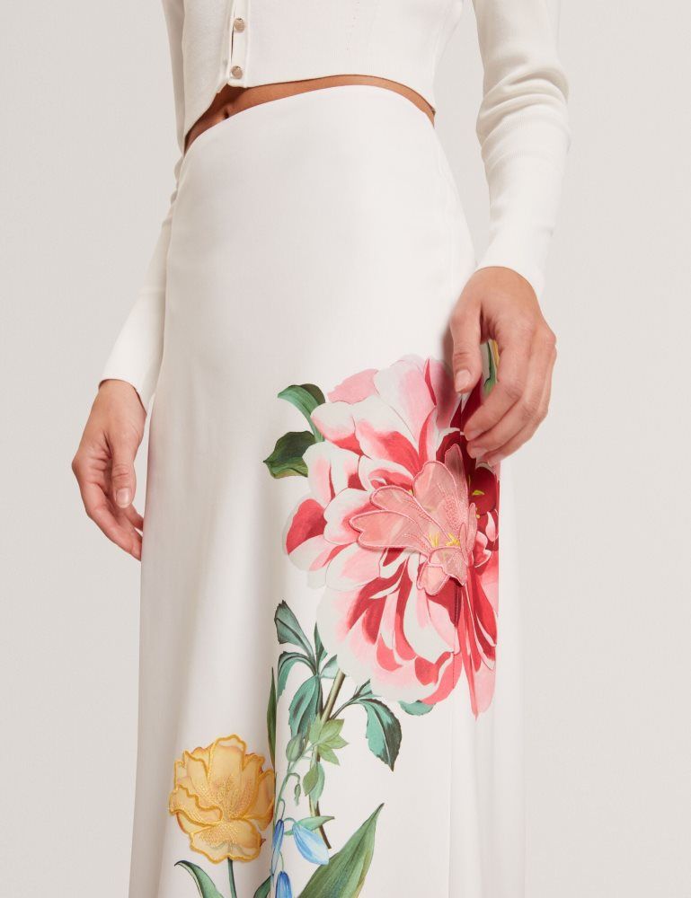 Ted Baker Casla - Floral Print Detail Column Midi Skirt Ženske Suknje Bijele | 540297-HWO