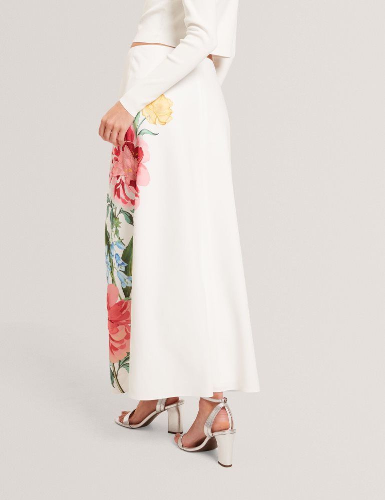 Ted Baker Casla - Floral Print Detail Column Midi Skirt Ženske Suknje Bijele | 540297-HWO