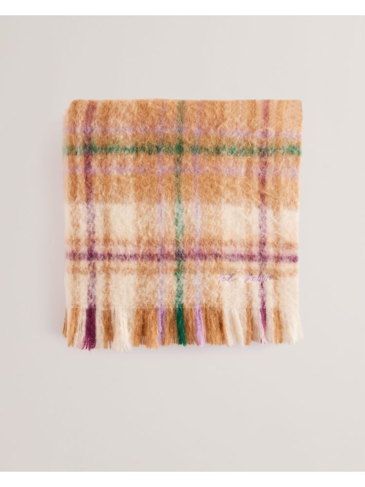 Ted Baker Chellis - Checked Fringed Edge Woven Scarf Ženske Hats, Gloves & Scarves Visebojne | 486531-BUK