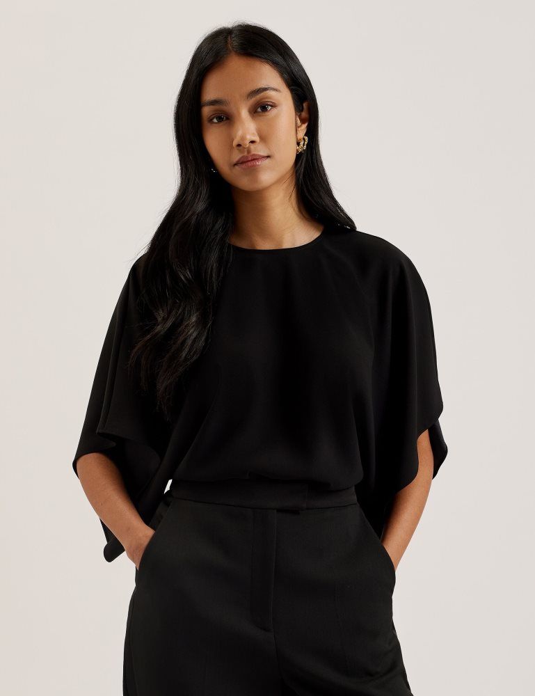 Ted Baker Cherika - Batwing Short Sleeve Woven Blouse Ženske Majice Crne | 785241-LRE