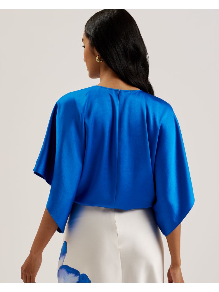 Ted Baker Cherika - Batwing Short Sleeve Satin Blouse Ženske Majice Plave | 872041-XUS