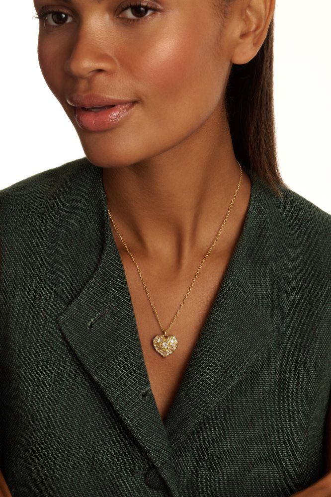 Ted Baker Cherish - Crystal Heart Locket Pendant Necklace Ženske Nakit Zlatne | 240859-UPG