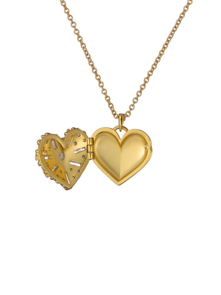 Ted Baker Cherish - Crystal Heart Locket Pendant Necklace Ženske Nakit Zlatne | 240859-UPG