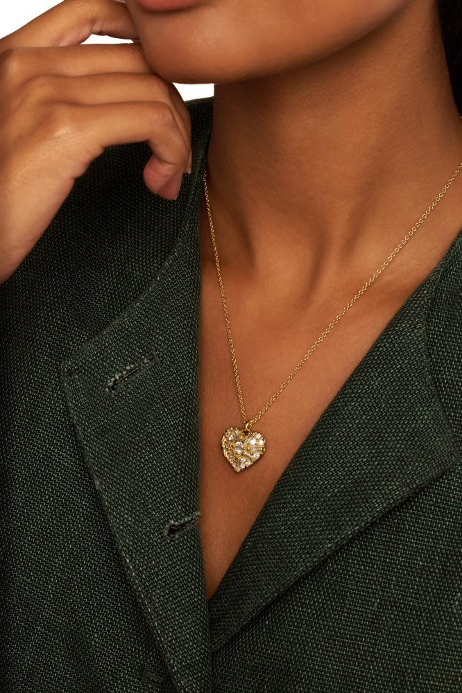 Ted Baker Cherish - Crystal Heart Locket Pendant Necklace Ženske Nakit Zlatne | 240859-UPG