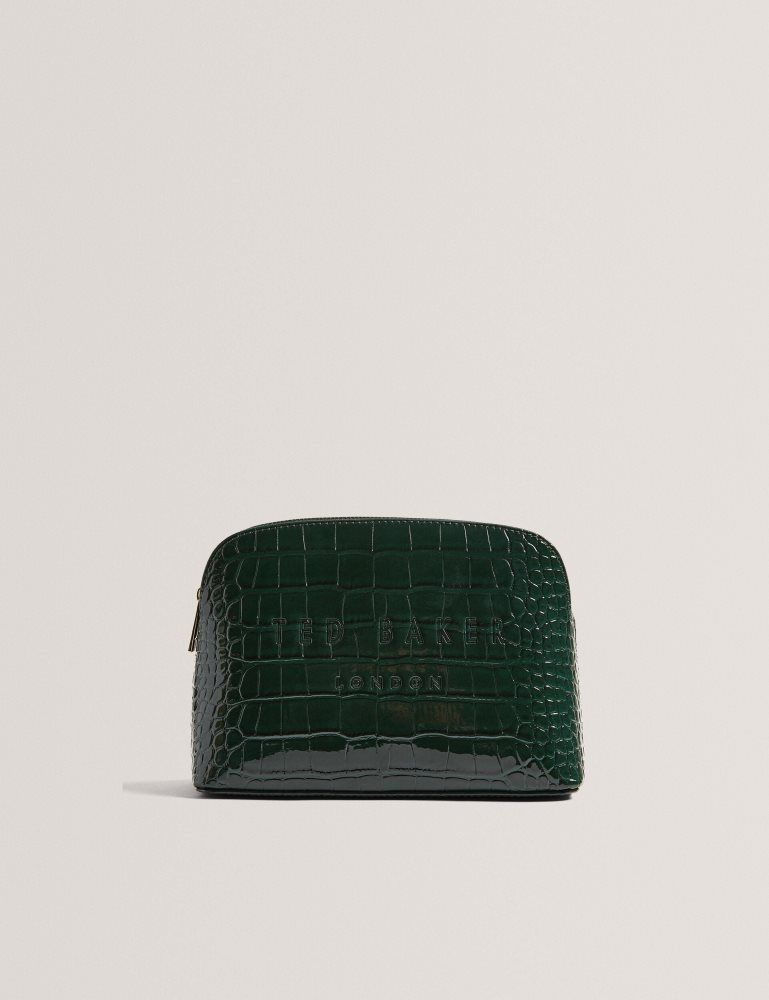 Ted Baker Crocala - Croc Effect Faux Leather Makeup Bag Ženske Toaletne Torbice Zelene | 130796-KPJ