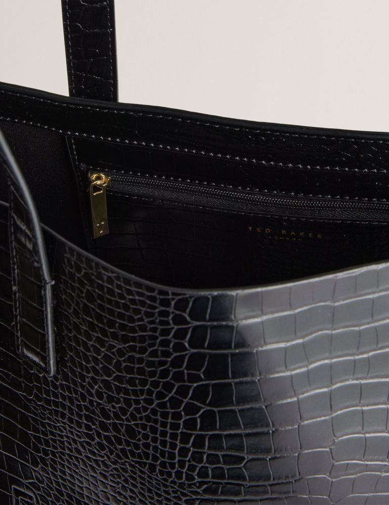 Ted Baker Croccon - Large Croc Texture Icon Tote Bag Ženske Torba Tote Crne | 269457-QPZ