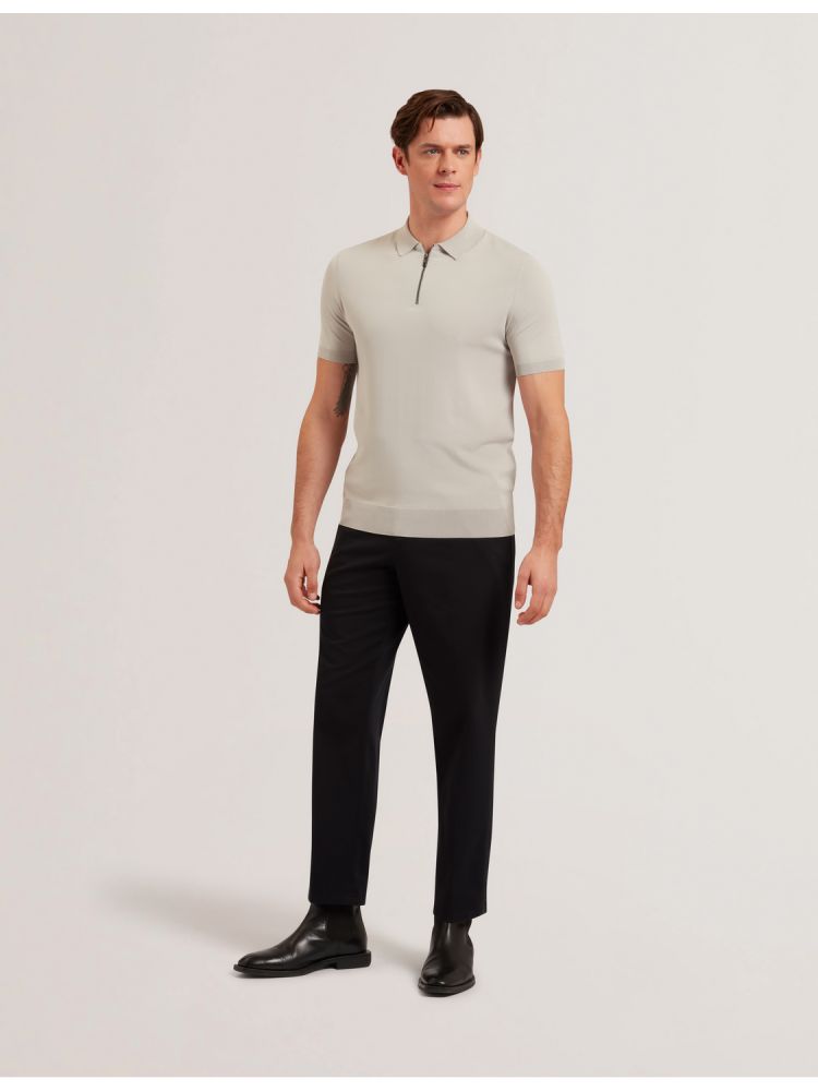 Ted Baker Daldin - Zip Collar Stretch Knit Polo Shirt Muške Topi Sive | 704259-UVS