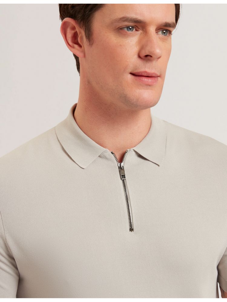 Ted Baker Daldin - Zip Collar Stretch Knit Polo Shirt Muške Topi Sive | 704259-UVS